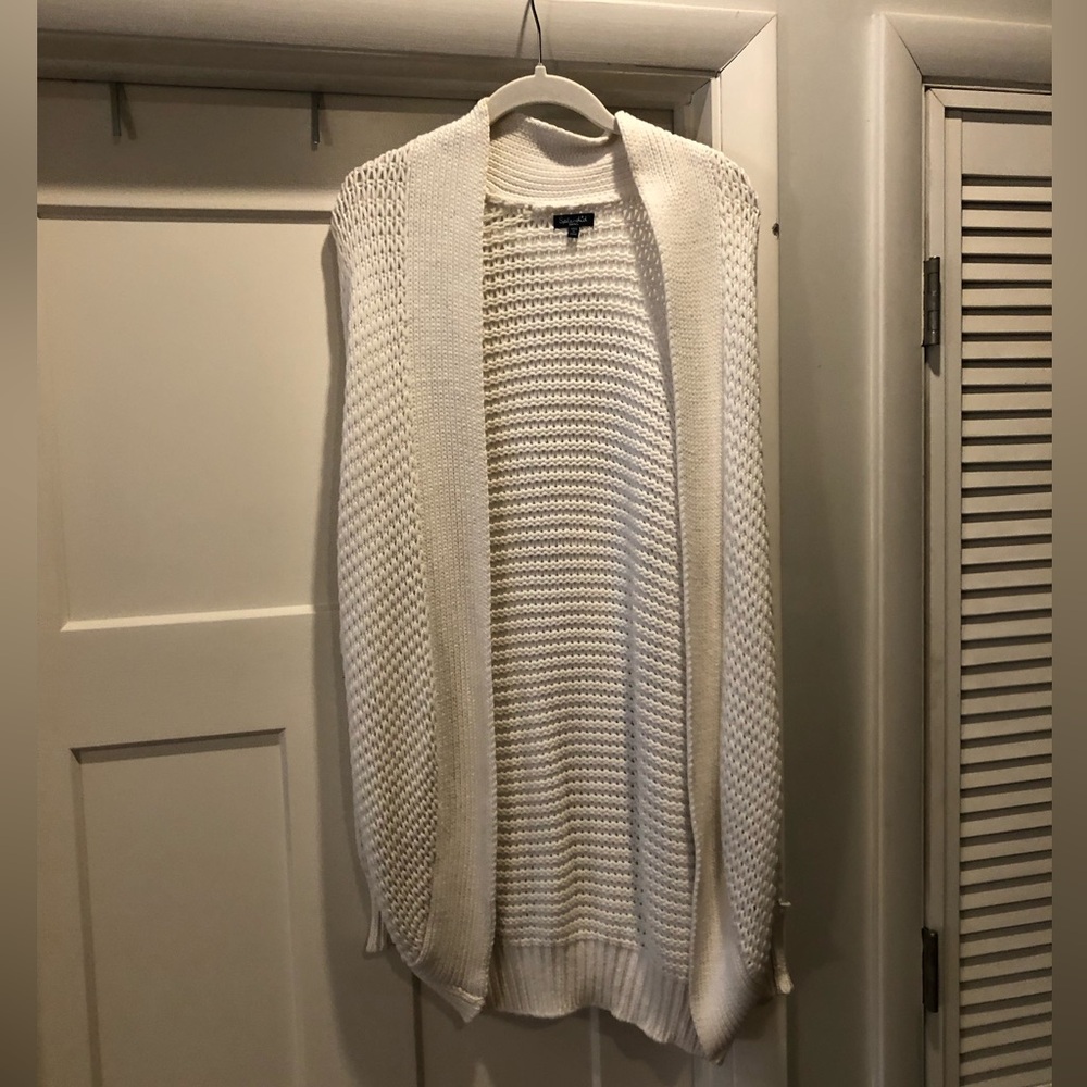 Splendid white cream knit long sleeve open front sweater cardigan size small